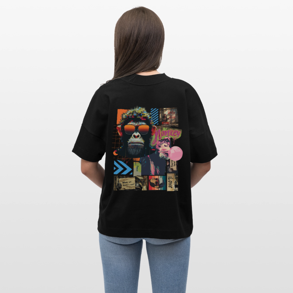 Perîzar, Affen, 1st | Blaster, Oversize Bio T-Shirt, Unisex - Schwarz
