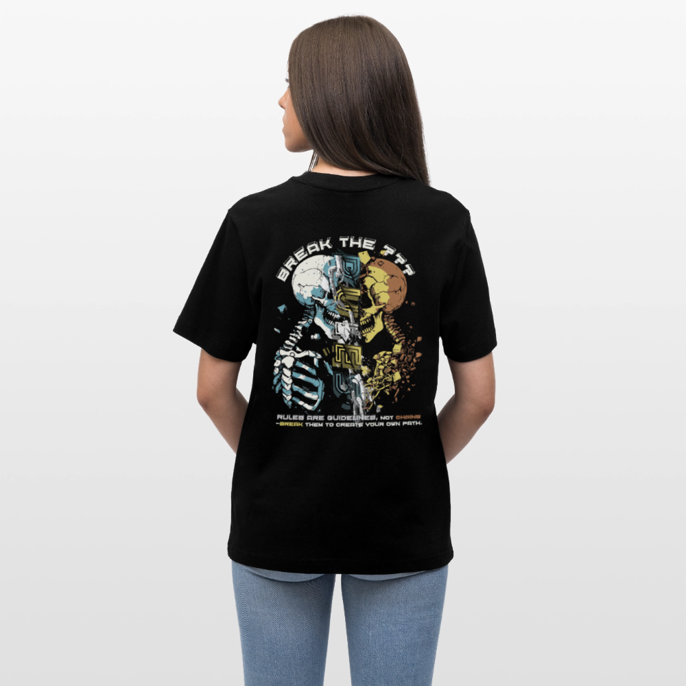 Fujin, Totenkopf, 1st | Essential, Relaxed Fit Unisex Bio T-Shirt - Schwarz