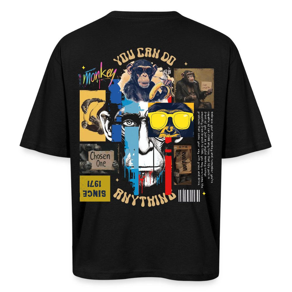 Xurjin, Affe, 1st | Breezy, Oversized Unisex T-Shirt - Schwarz