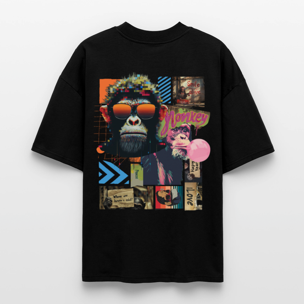 Perîzar, Affen, 1st | Blaster, Oversize Bio T-Shirt, Unisex - Schwarz