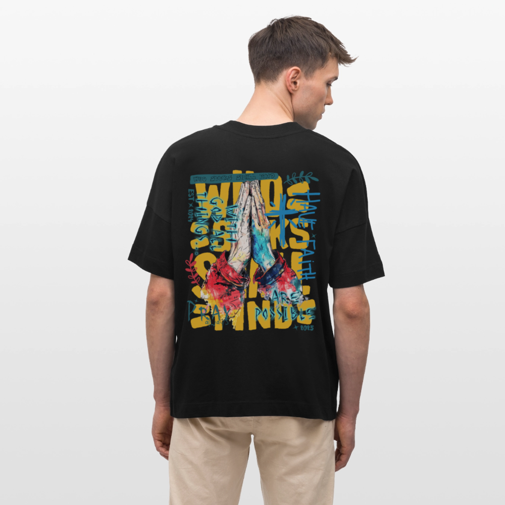 Perseus, Beten, 1st | Blaster, Oversize Bio T-Shirt, Unisex - Schwarz