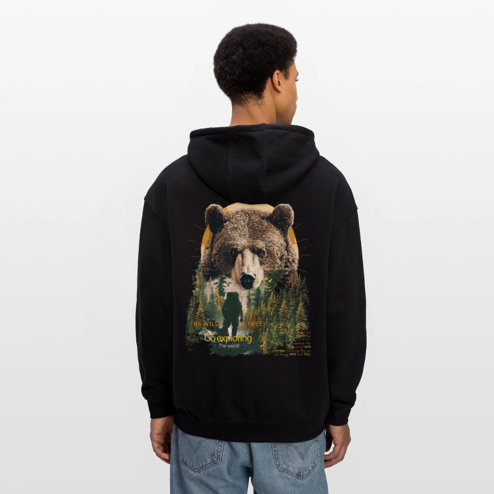 Ghadab, Bär, 1st | Freshhood, Oversized Unisex Hoodie - Schwarz