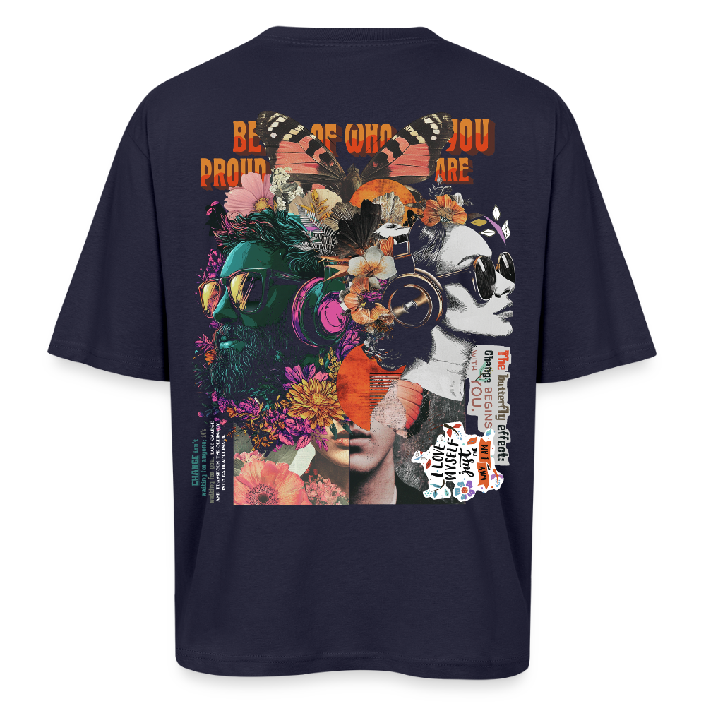Qareen, Sonnenbrille, 1st | Breezy, Oversized Unisex T-Shirt - Navy