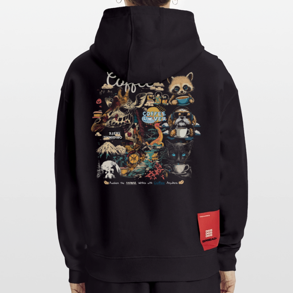 Tritonan, Kaffee, 1st | Heavyweight Oversized Bio Hoodie, Unisex - SOLID BLACK
