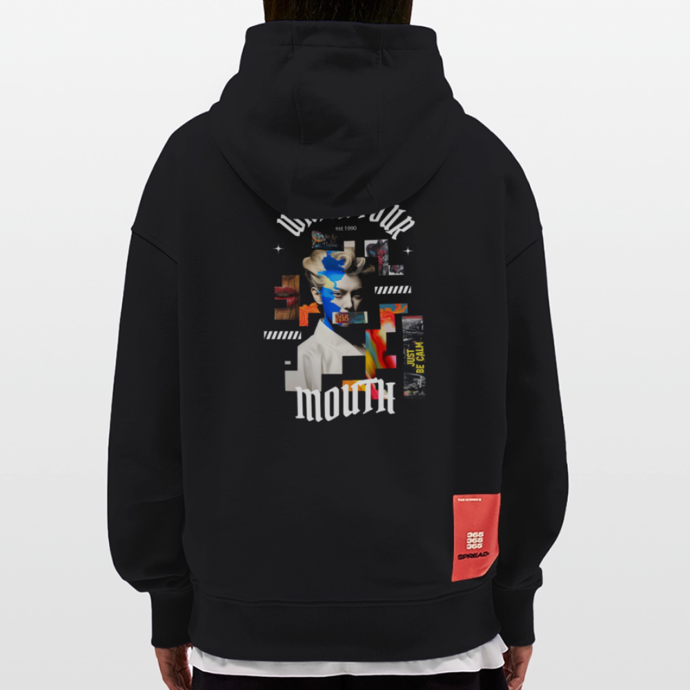 Dewrês, Frau, 1st | Heavyweight Oversized Bio Hoodie, Unisex - SOLID BLACK