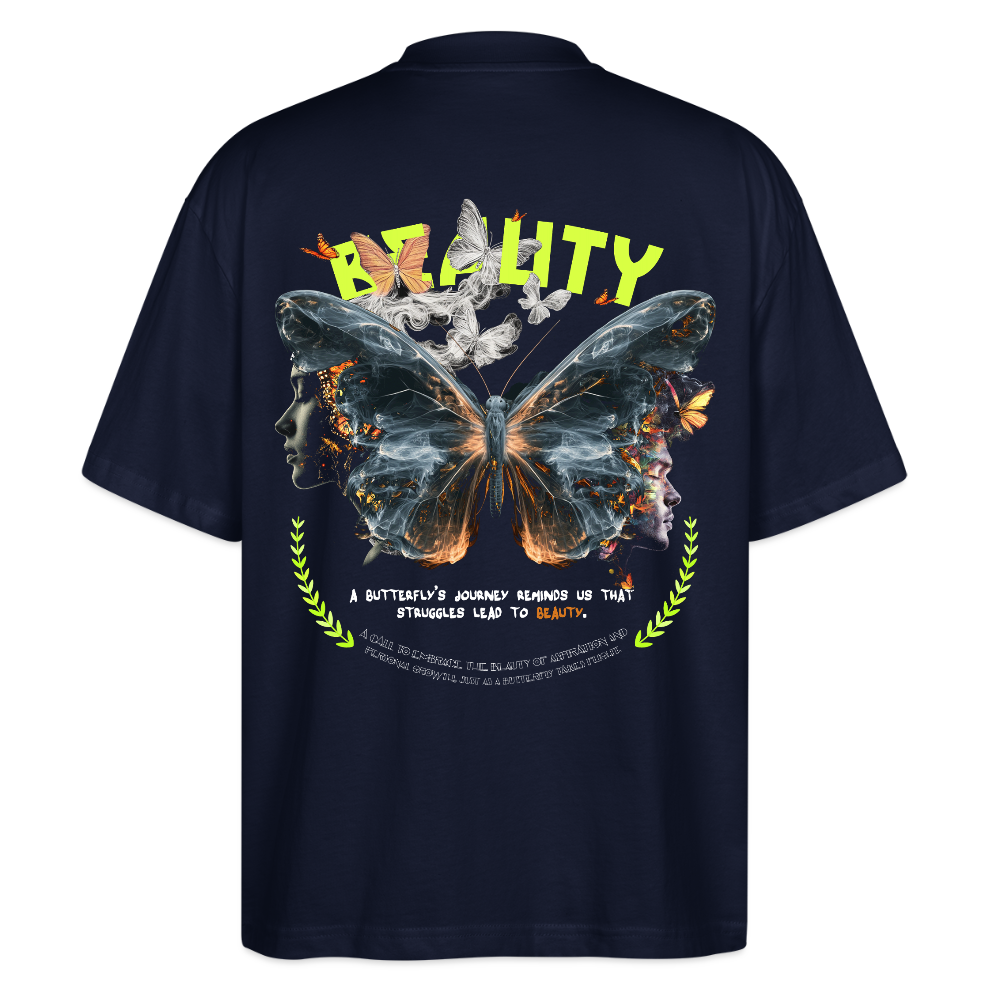 Harith, Schmetterling, 1st | Blaster, Oversize Bio T-Shirt, Unisex - Navy