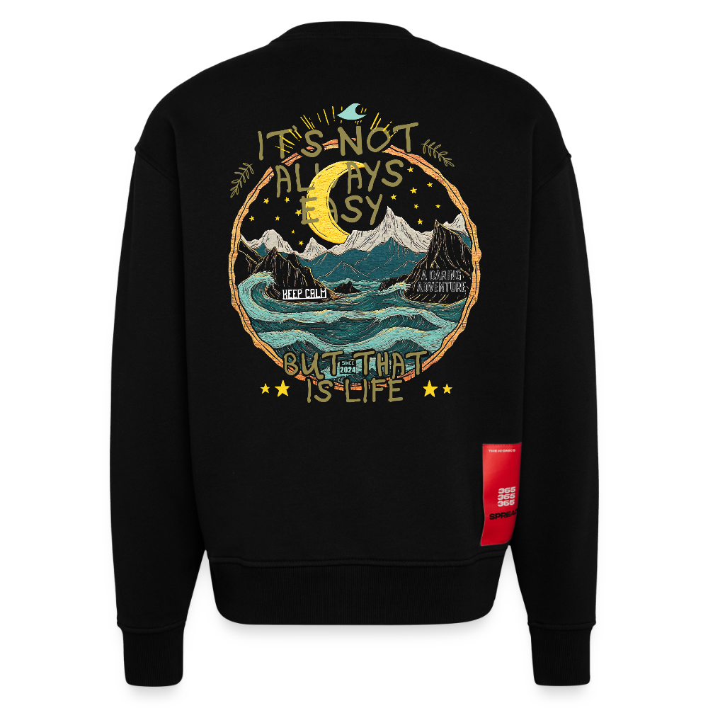 Izanami, Berge, 1st | Heavyweight Oversized Bio Sweater, Unisex - SOLID BLACK
