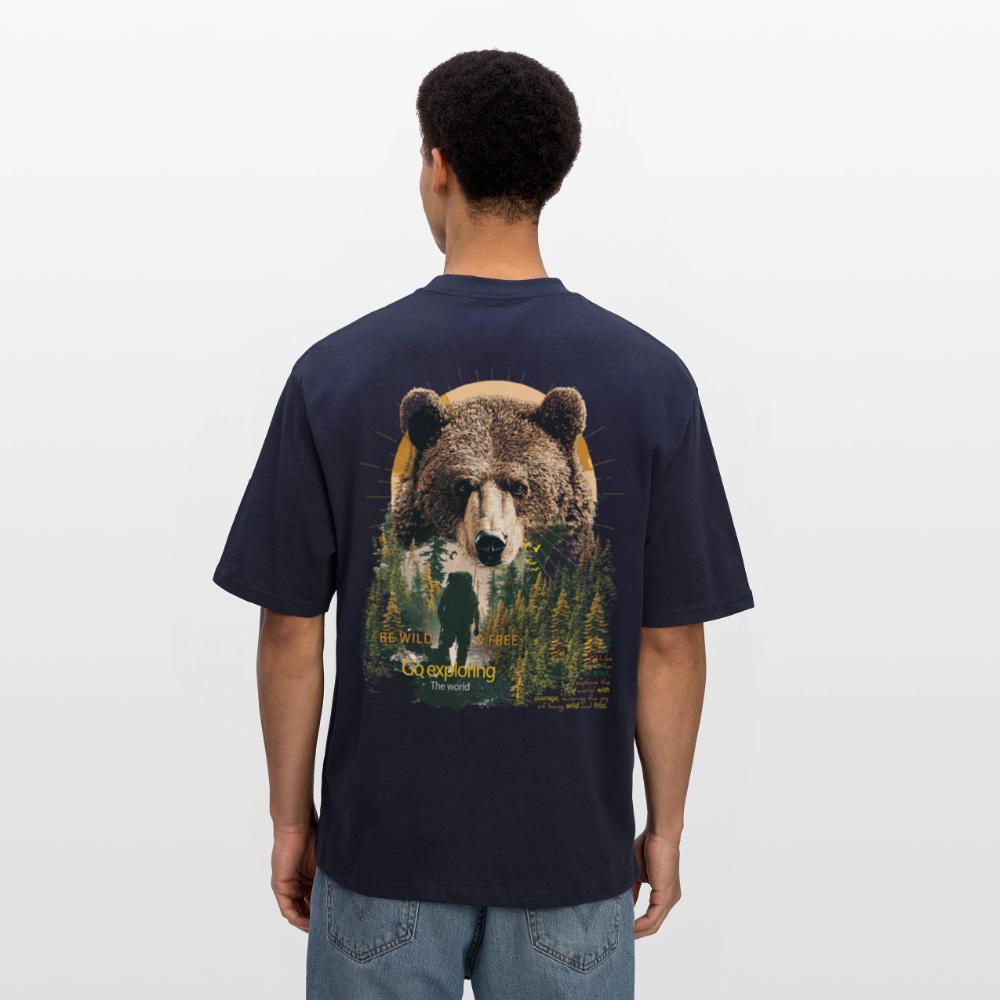 Ghadab, Bär, 1st | Breezy, Oversized Unisex T-Shirt - Navy