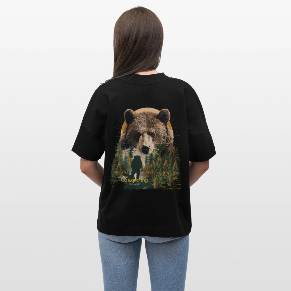 Ghadab, Bär, 1st | Blaster, Oversize Bio T-Shirt, Unisex - Schwarz