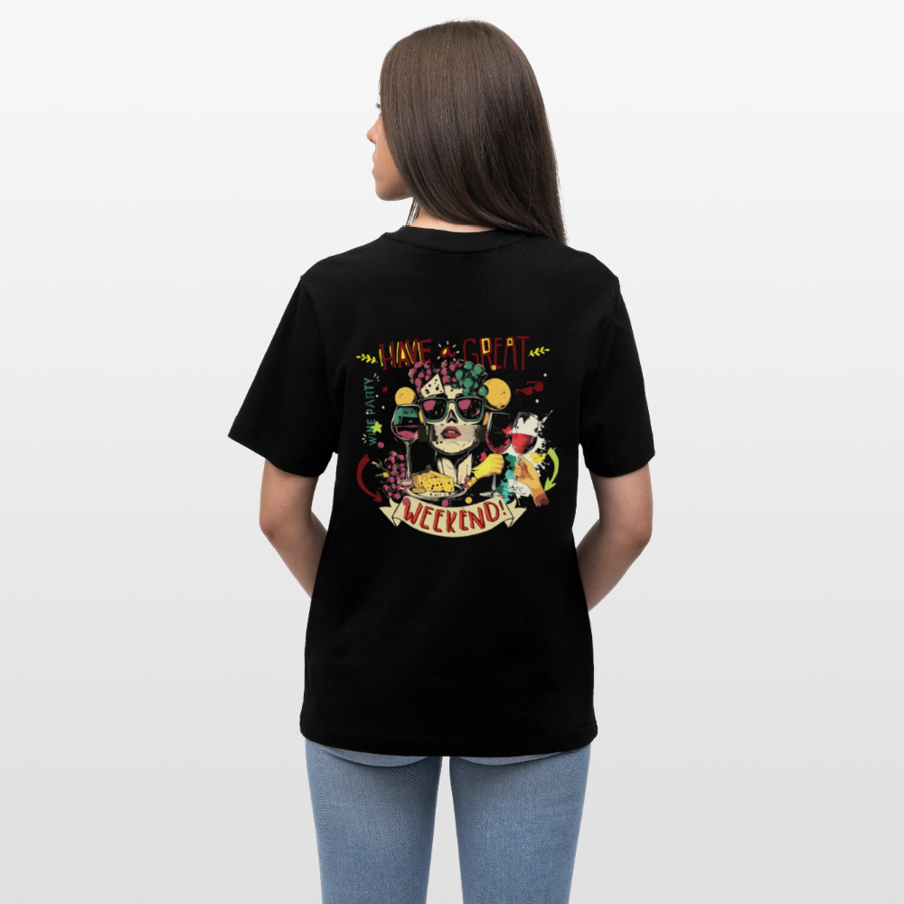 Ruh, Trauben, 1st | Essential, Relaxed Fit Unisex Bio T-Shirt - Schwarz