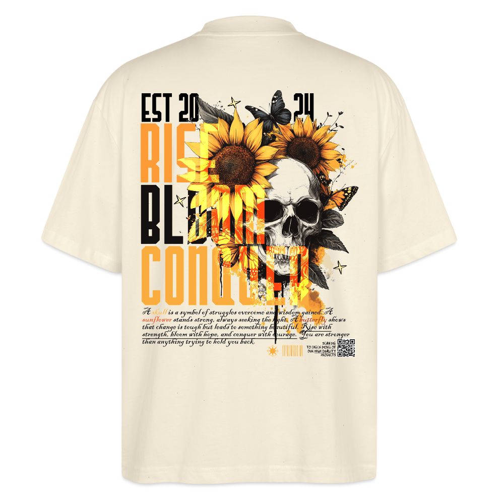 Umbraxion, Sonnenblume, 1st | Blaster, Oversize Bio T-Shirt, Unisex - Weißgrau