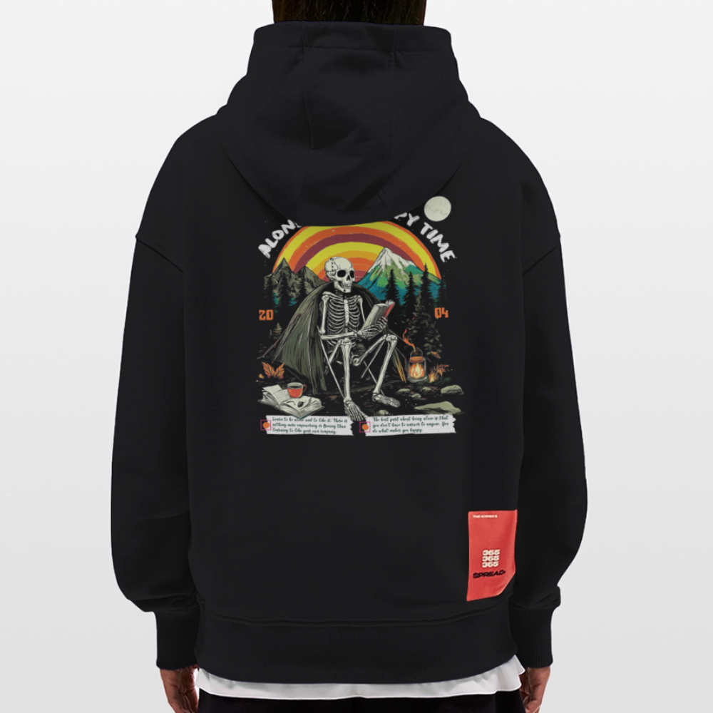 Tethyan, Skelet, 1st | Heavyweight Oversized Bio Hoodie, Unisex - SOLID BLACK
