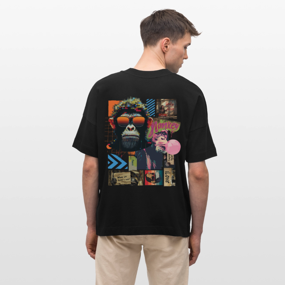Perîzar, Affen, 1st | Blaster, Oversize Bio T-Shirt, Unisex - Schwarz
