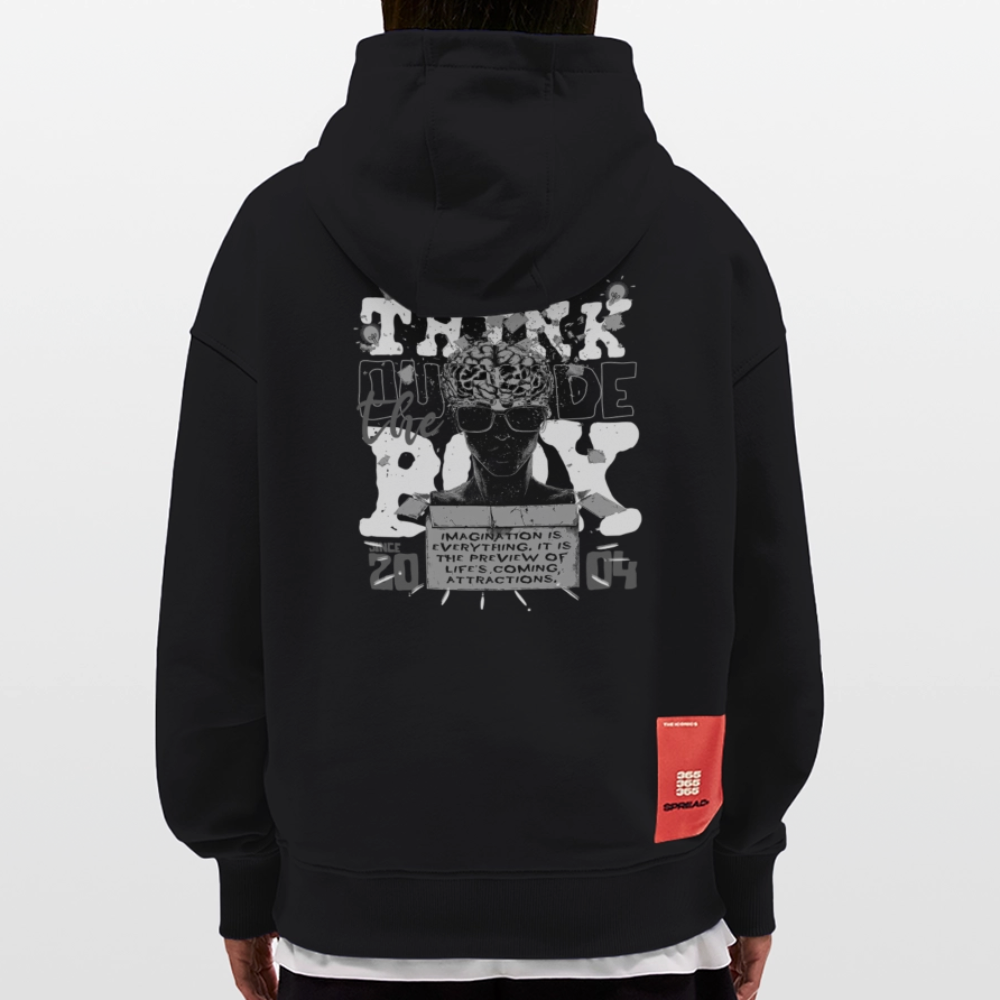 Nyxan, Gehirn, 1st | Heavyweight Oversized Bio Hoodie, Unisex - SOLID BLACK