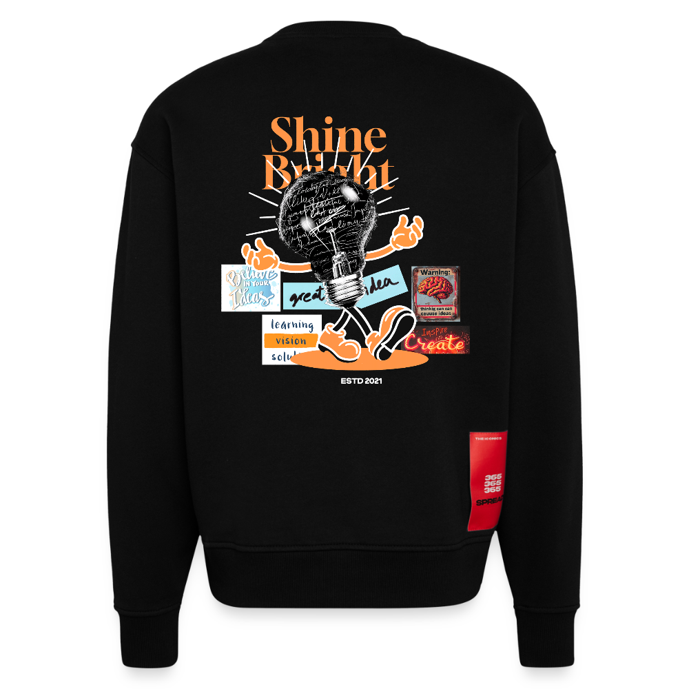Gulperî, Glühbirne, 1st | Heavyweight Oversized Bio Sweater, Unisex - SOLID BLACK