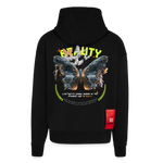 Harith, Schmetterling, 1st | Heavyweight Oversized Bio Zip Hoodie, Unisex - SOLID BLACK