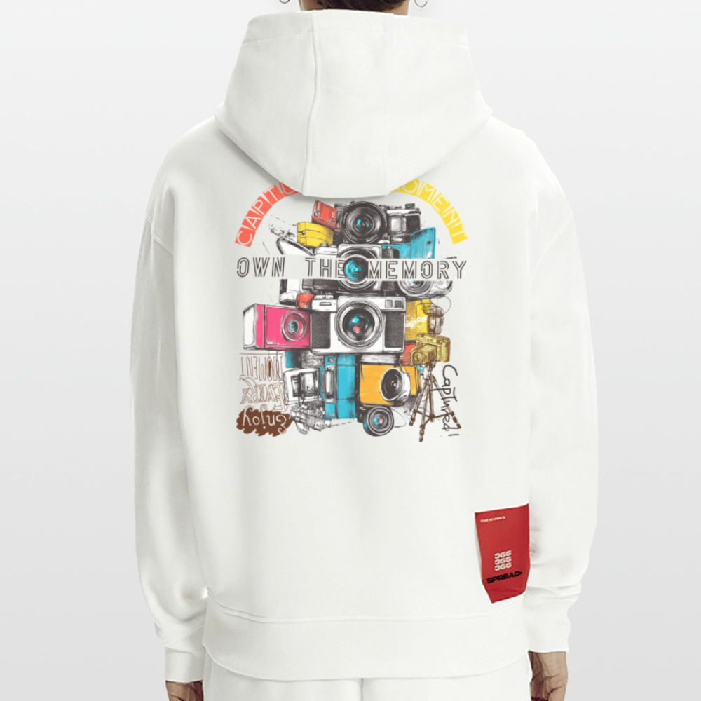 Zarethor, Kamera, 1st | Heavyweight Oversized Bio Hoodie, Unisex - OFF WHITE