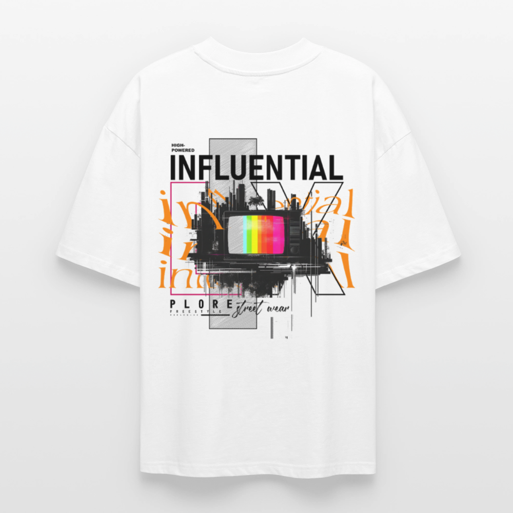 Flamethar, Fernseher, 1st | Blaster, Oversize Bio T-Shirt, Unisex - Weiß