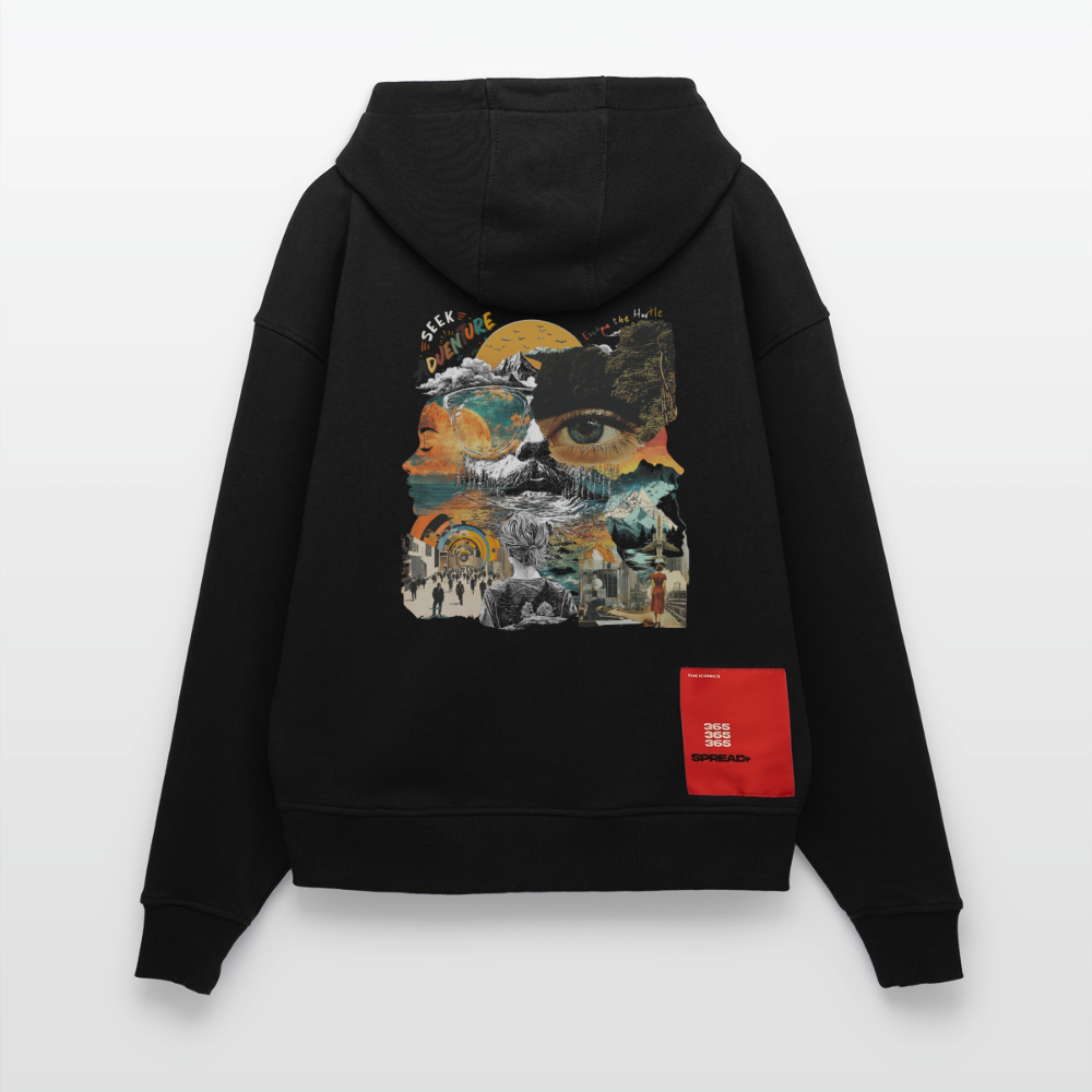 Helian, Frau, 1st | Heavyweight Oversized Bio Hoodie, Unisex - SOLID BLACK