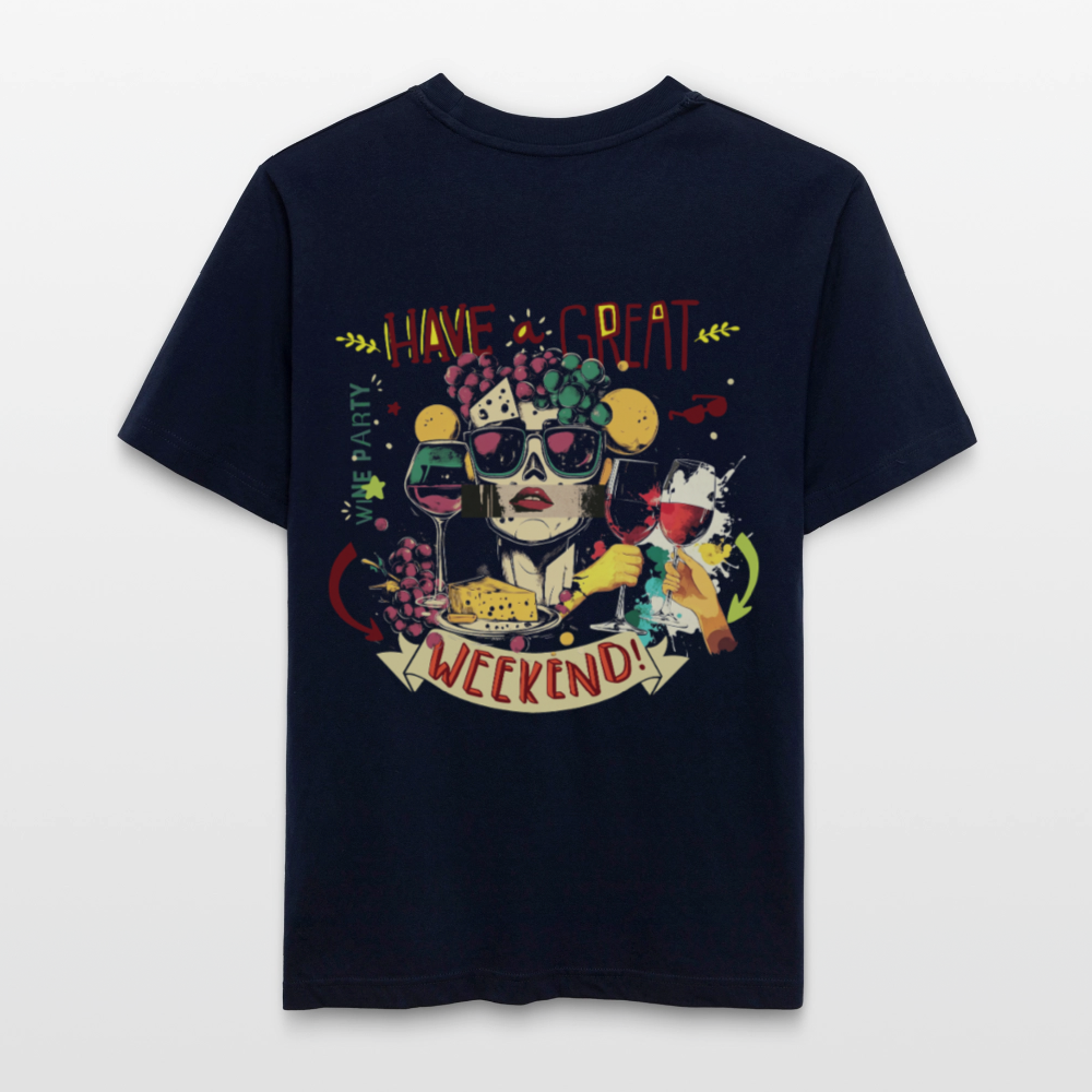 Ruh, Trauben, 1st | Essential, Relaxed Fit Unisex Bio T-Shirt - Navy