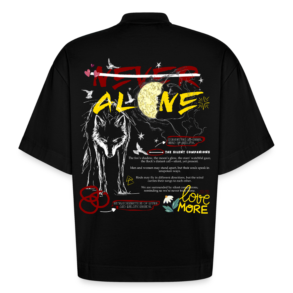 Diony, Wolf, 1st | Boxy, Heavyweight Bio T-Shirt, Unisex - SOLID BLACK