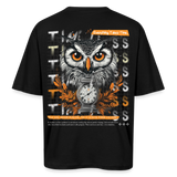 Marid, Eule, 1st | Breezy, Oversized Unisex T-Shirt - Schwarz