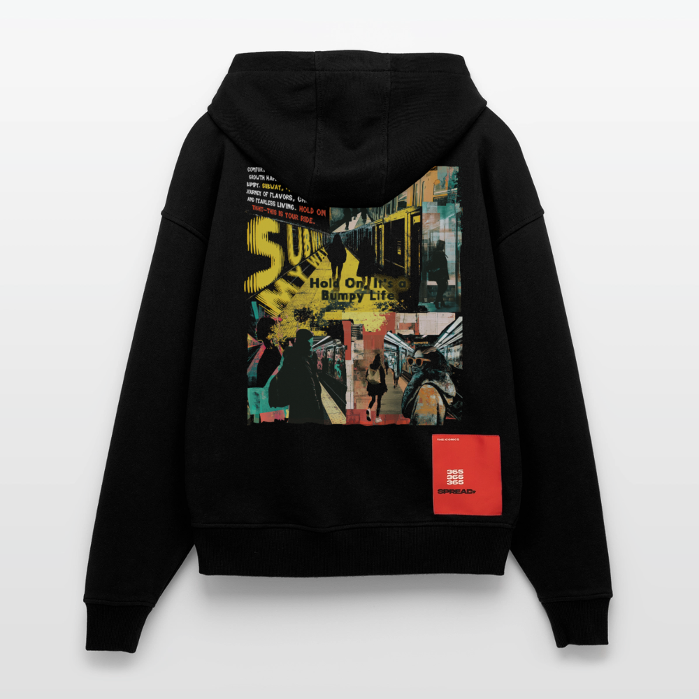 Dionyson, U-Bahn, 1st | Heavyweight Oversized Bio Zip Hoodie, Unisex - SOLID BLACK
