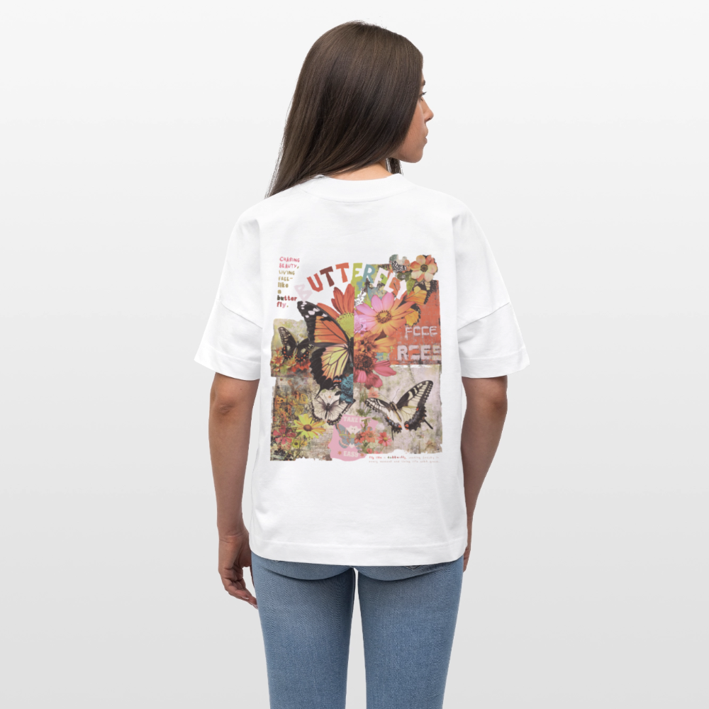 Azaroth, Schmetterling, 1st | Blaster, Oversize Bio T-Shirt, Unisex - Weiß