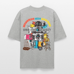 Zarethor, Kamera, 1st | Blaster, Oversize Bio T-Shirt, Unisex - Grau meliert