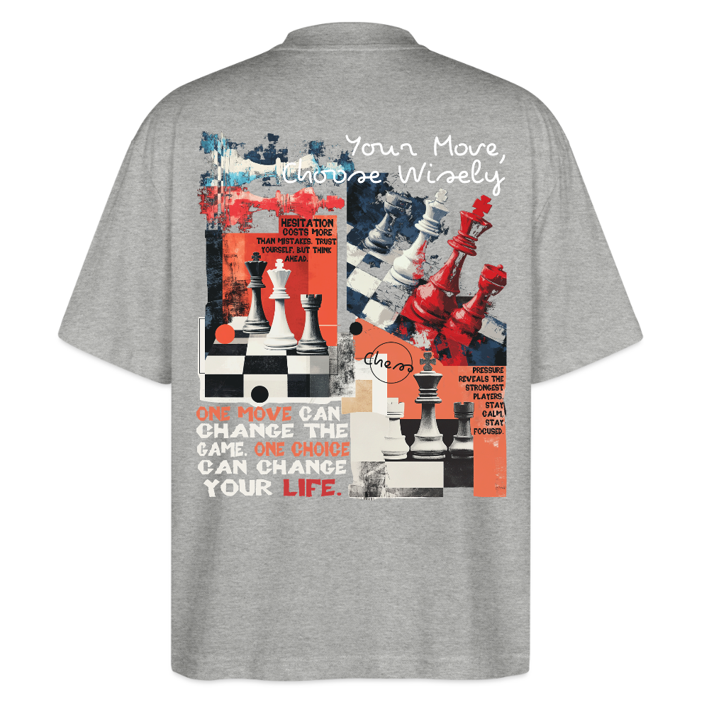 Heraa, Schach, 1st | Blaster, Oversize Bio T-Shirt, Unisex - Grau meliert