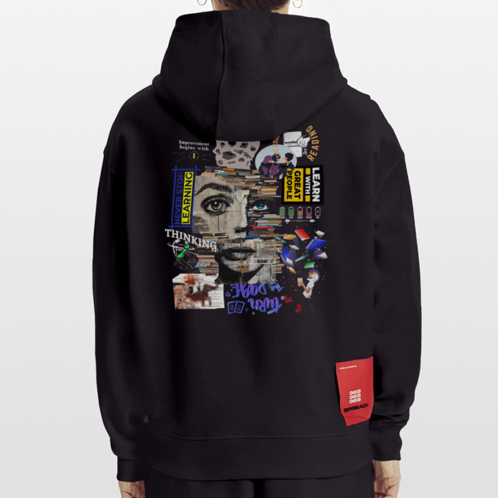 Tianlong, Gesicht, 1st | Heavyweight Oversized Bio Hoodie, Unisex - SOLID BLACK