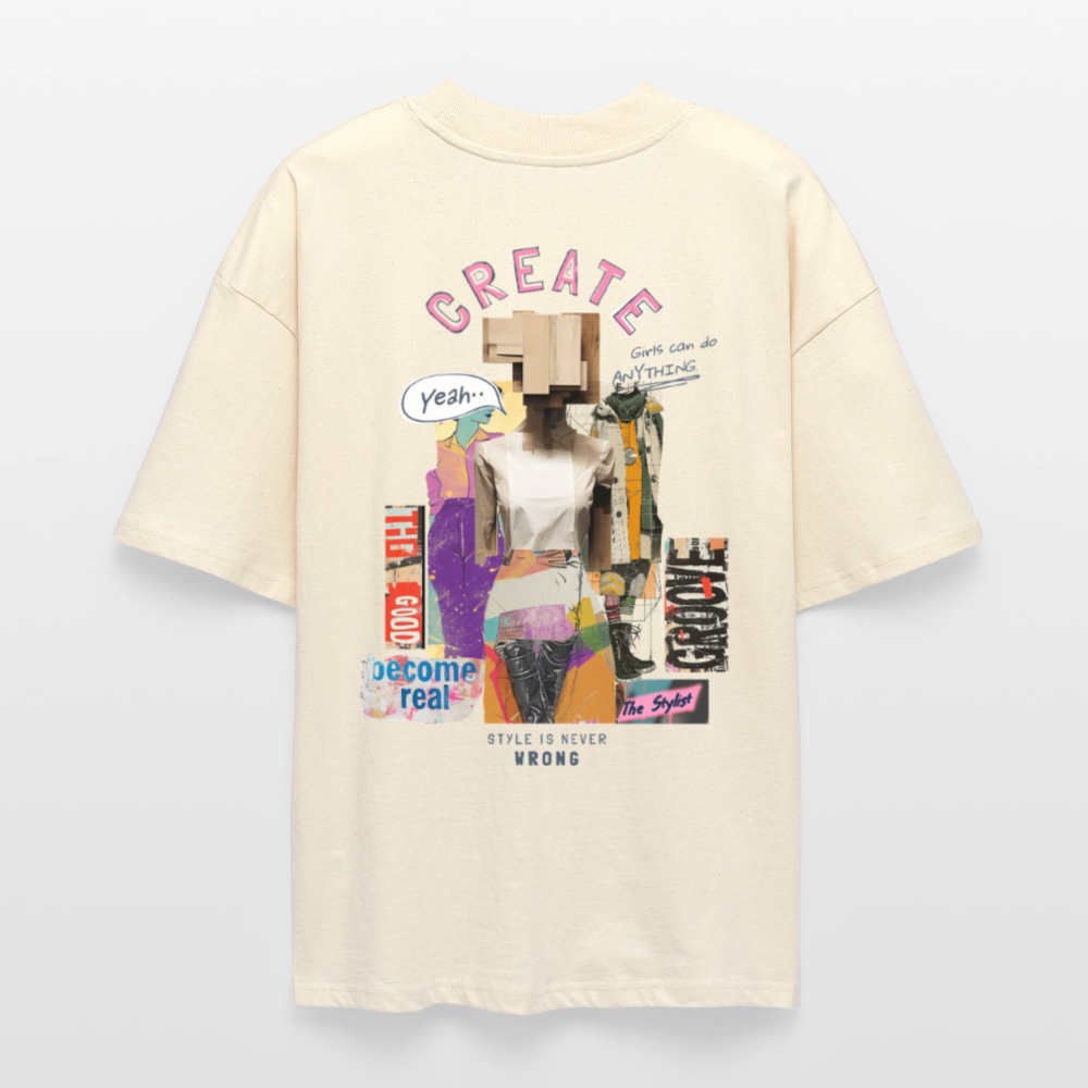 Andromion, Statue, 1st | Blaster, Oversize Bio T-Shirt, Unisex - Weißgrau