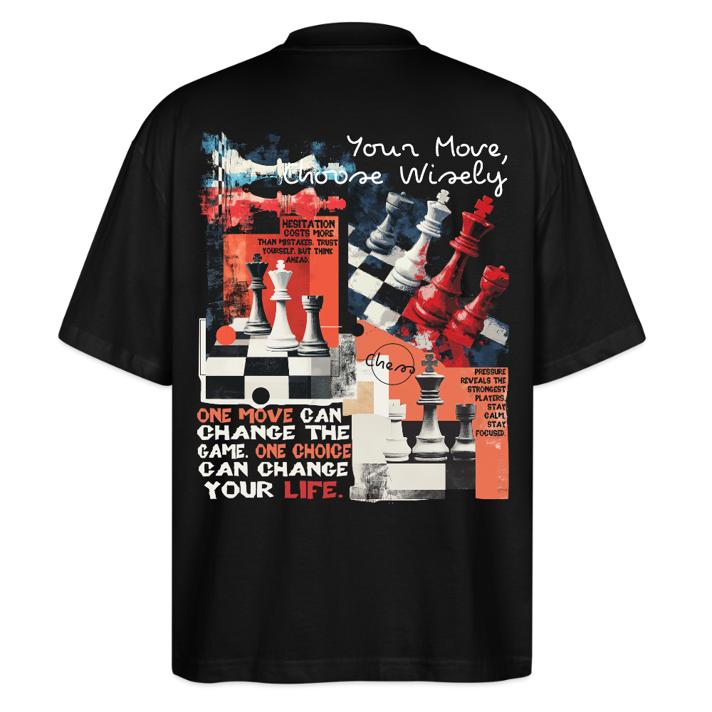 Heraa, Schach, 1st | Blaster, Oversize Bio T-Shirt, Unisex - Schwarz