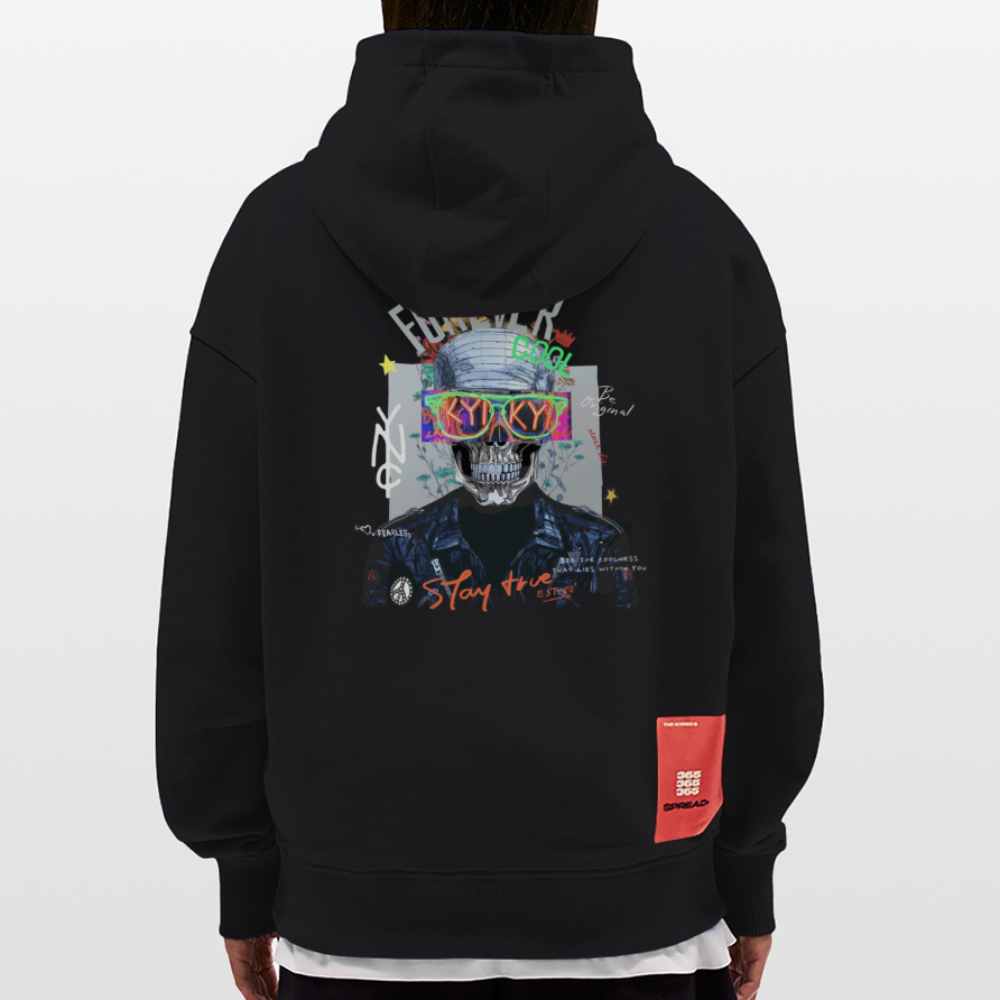 Fenriswolf, Totenkopf, 1st | Heavyweight Oversized Bio Hoodie, Unisex - SOLID BLACK