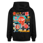 Solvarion, Stopp, 1st | Freshhood, Oversized Unisex Hoodie - Schwarz