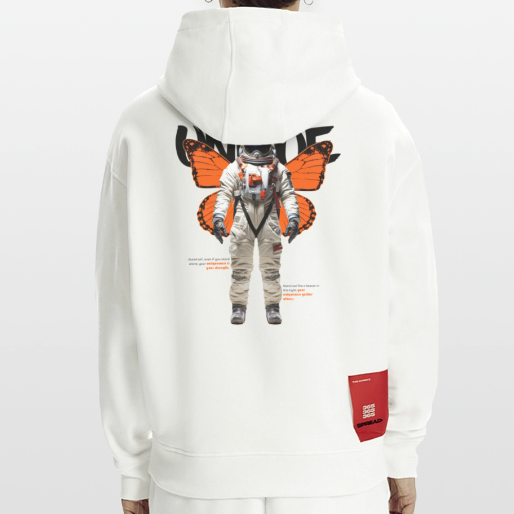 Lunaris, Astronaut, 1st | Heavyweight Oversized Bio Hoodie, Unisex - OFF WHITE