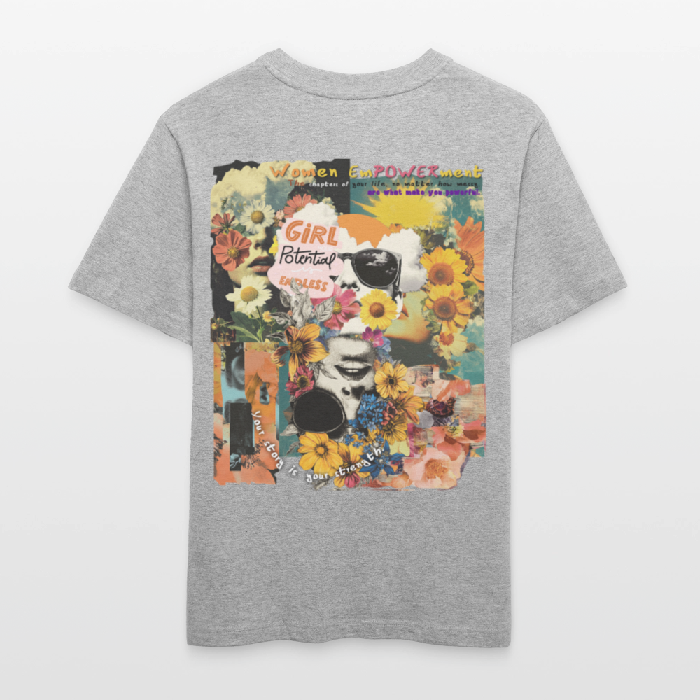 Vaelthar, Blumen, 1st | Essential, Relaxed Fit Unisex Bio T-Shirt - Grau meliert
