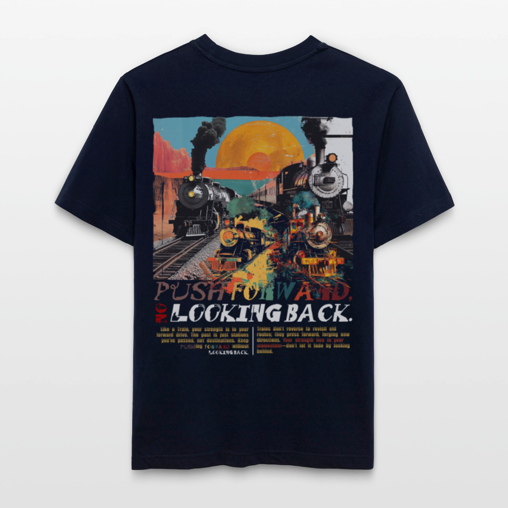 Morphean, Lokomotive, 1st | Essential, Relaxed Fit Unisex Bio T-Shirt - Navy