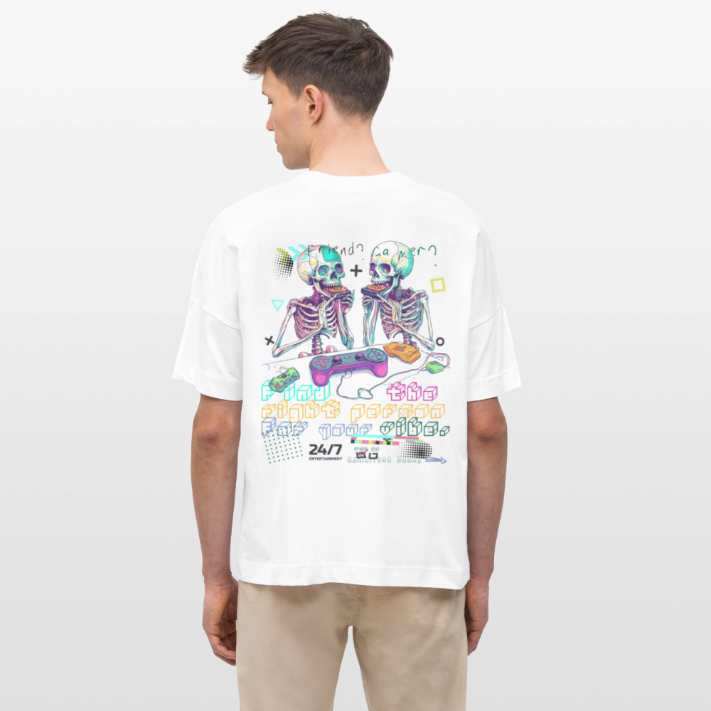 Malakar, Gaming, 1st | Blaster, Oversize Bio T-Shirt, Unisex - Weiß
