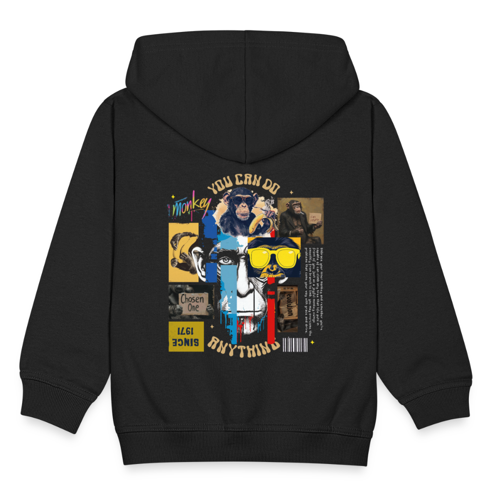 Xurjin, Affe, 1st | Kinder Zip Hoodie - Schwarz