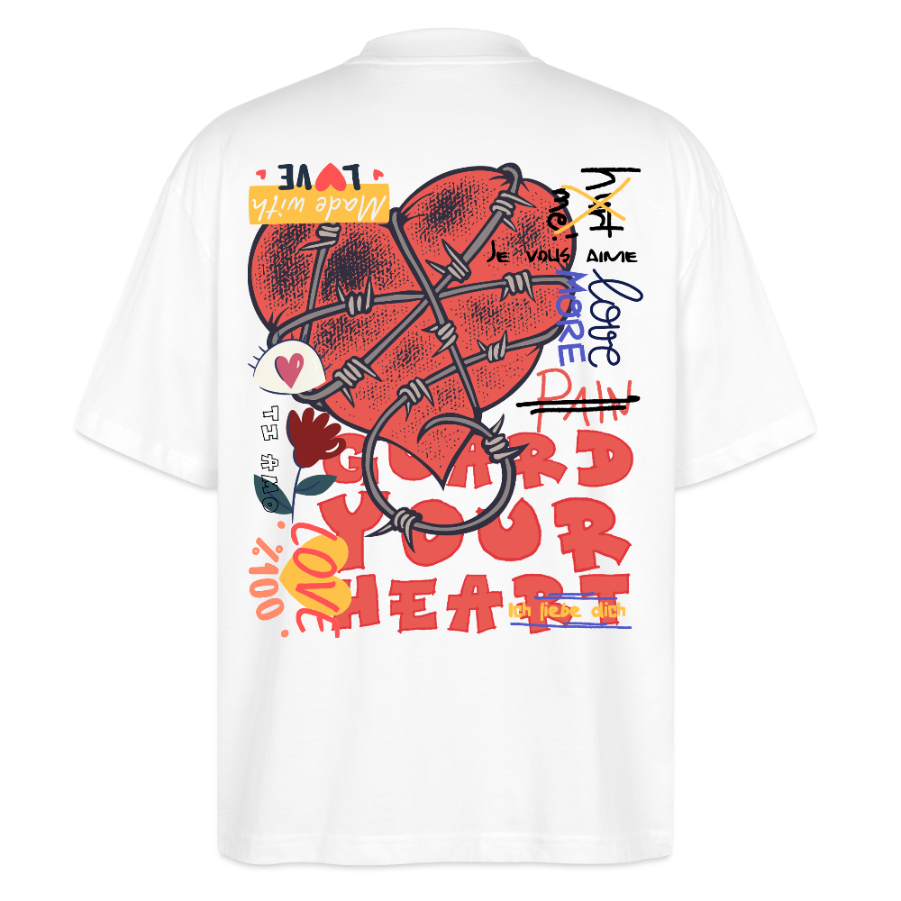 Orvandir, Herz, 1st | Blaster, Oversize Bio T-Shirt, Unisex - Weiß
