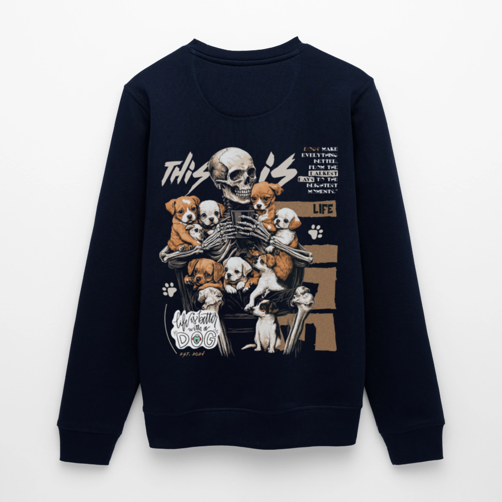 Tezcatlipoca , Hunde & Skelet, 1st | Roller, Unisex Bio-Sweatshirt - Navy