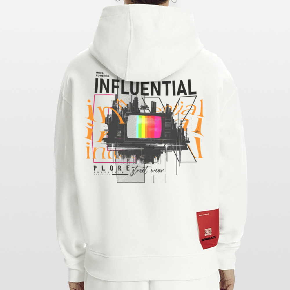 Flamethar, Fernseher, 1st | Heavyweight Oversized Bio Hoodie, Unisex - OFF WHITE