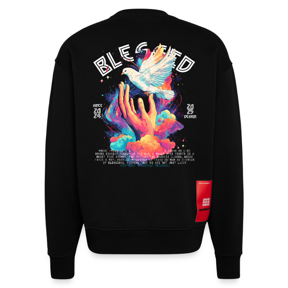 Posei, Taube, 1st | Heavyweight Oversized Bio Sweater, Unisex - SOLID BLACK