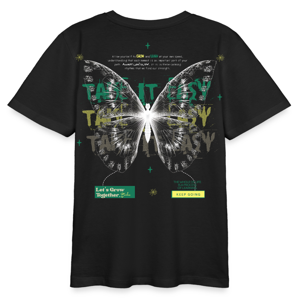 Hesinkar, Schmetterling, 1st | Teenager Bio T-Shirt - Schwarz