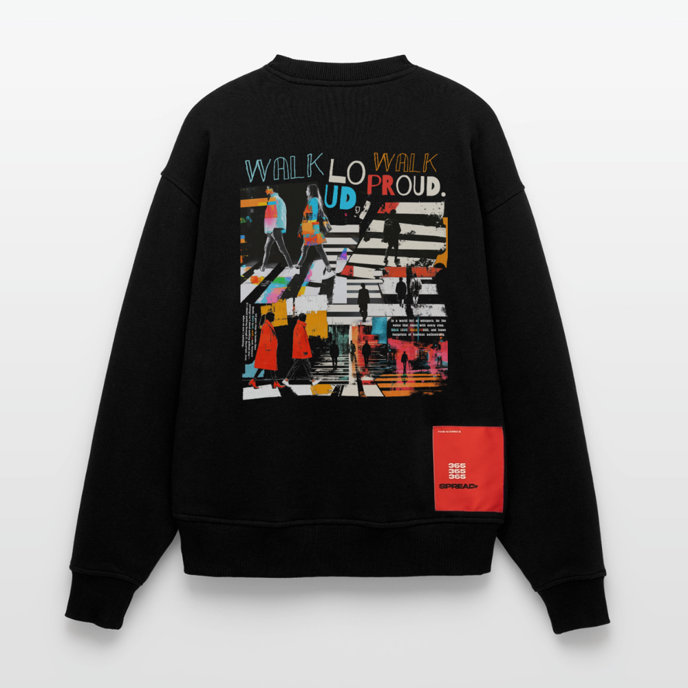 Anankean, Zebrastreifen, 1st | Heavyweight Oversized Bio Sweater, Unisex - SOLID BLACK