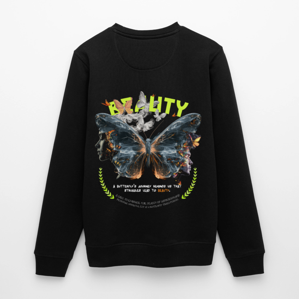 Harith, Schmetterling, 1st | Roller, Unisex Bio-Sweatshirt - Schwarz