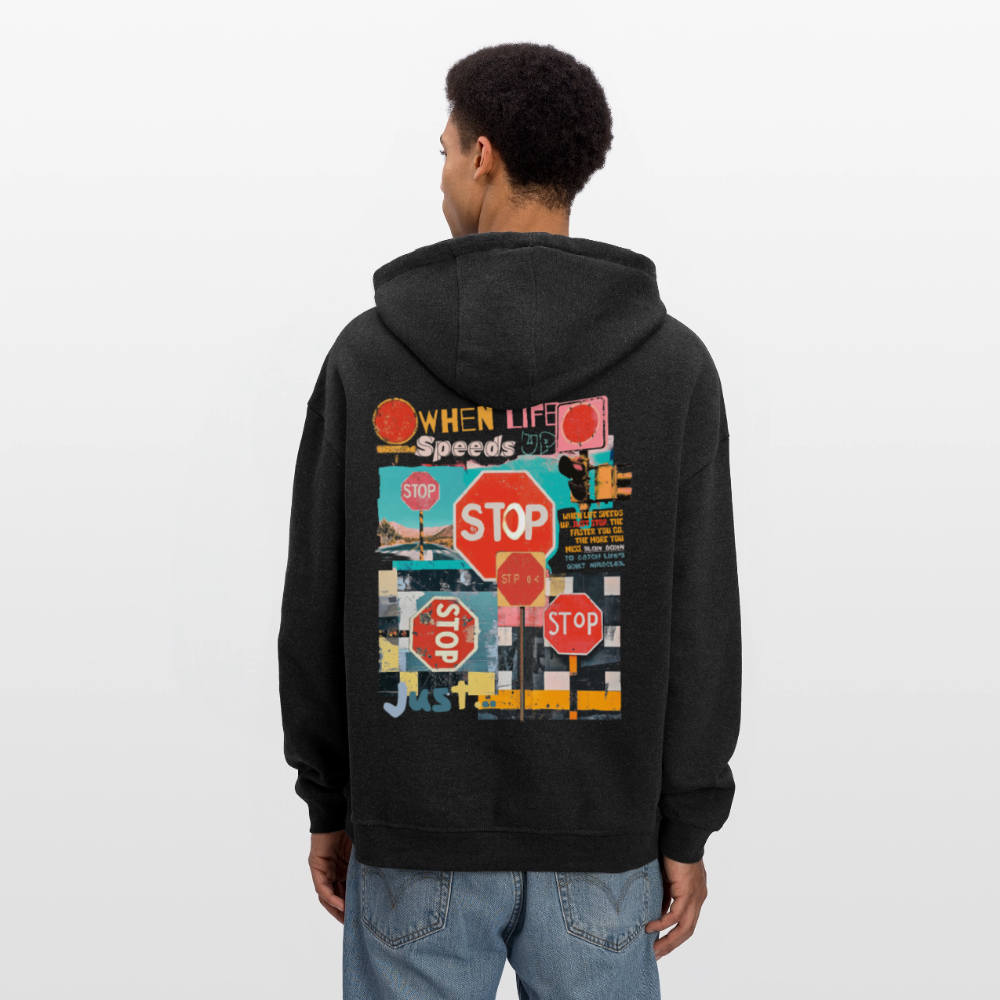 Solvarion, Stopp, 1st | Freshhood, Oversized Unisex Hoodie - Anthrazit
