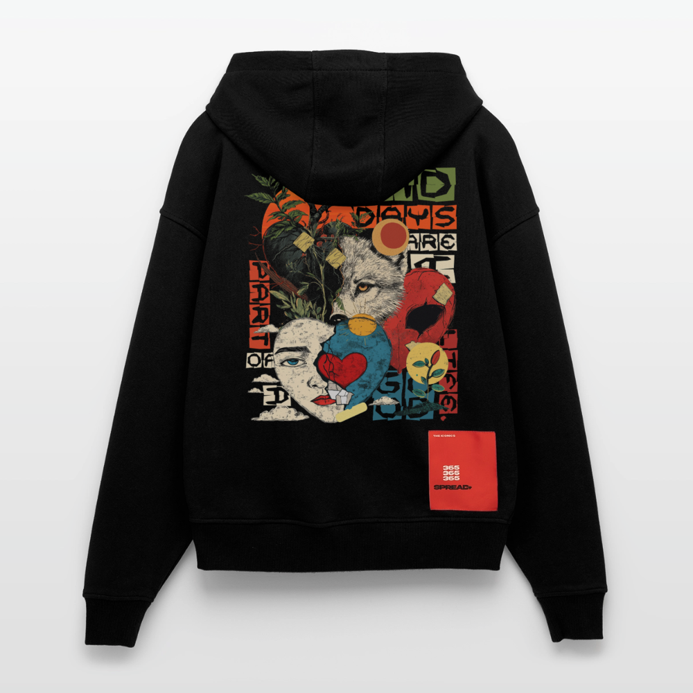 Eosan, Wolf, 1st | Heavyweight Oversized Bio Zip Hoodie, Unisex - SOLID BLACK