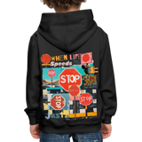 Solvarion, Stopp, 1st | Kinder Hoodie - Schwarz